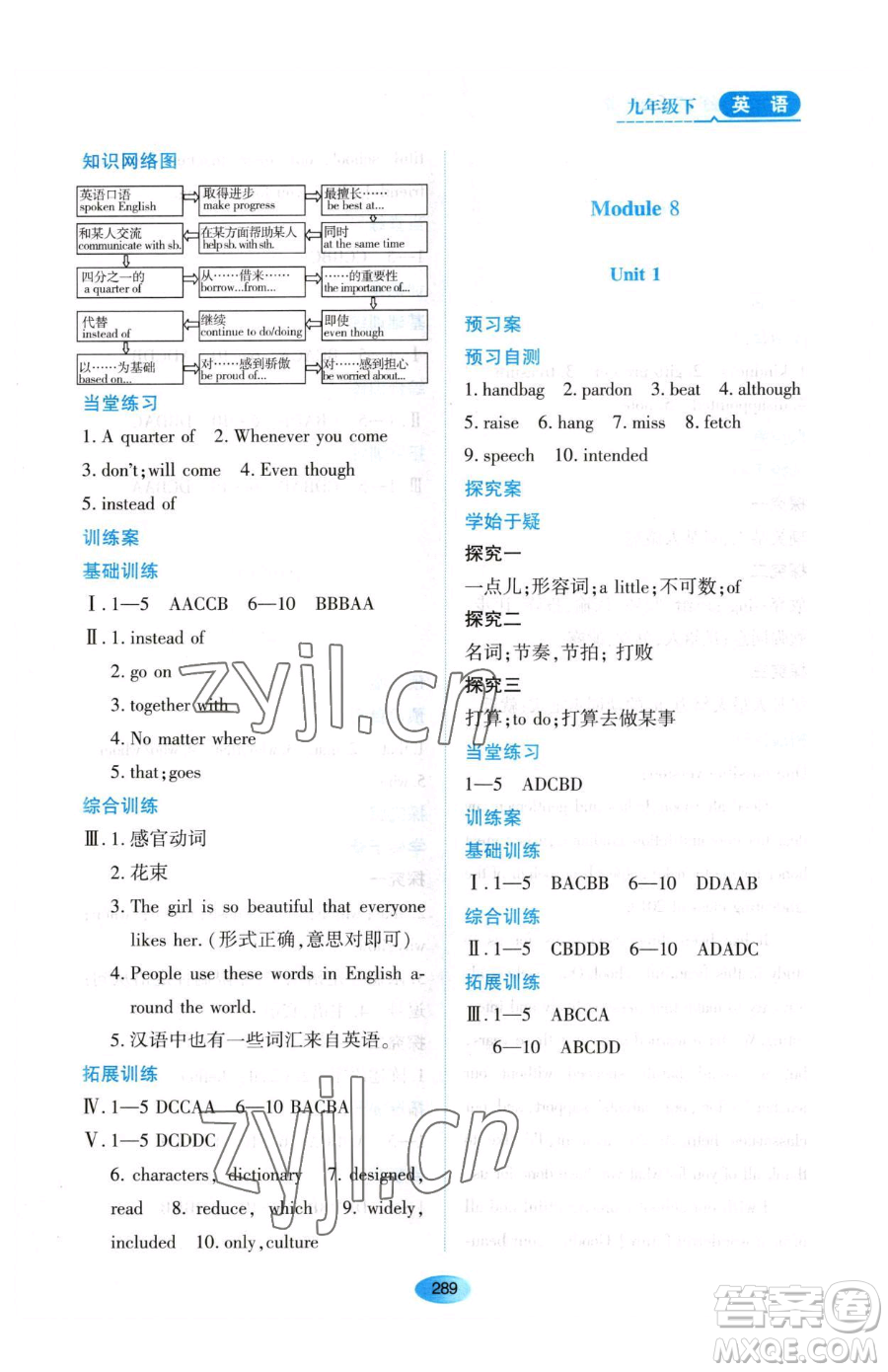 黑龍江教育出版社2023資源與評(píng)價(jià)九年級(jí)下冊(cè)英語外研版參考答案