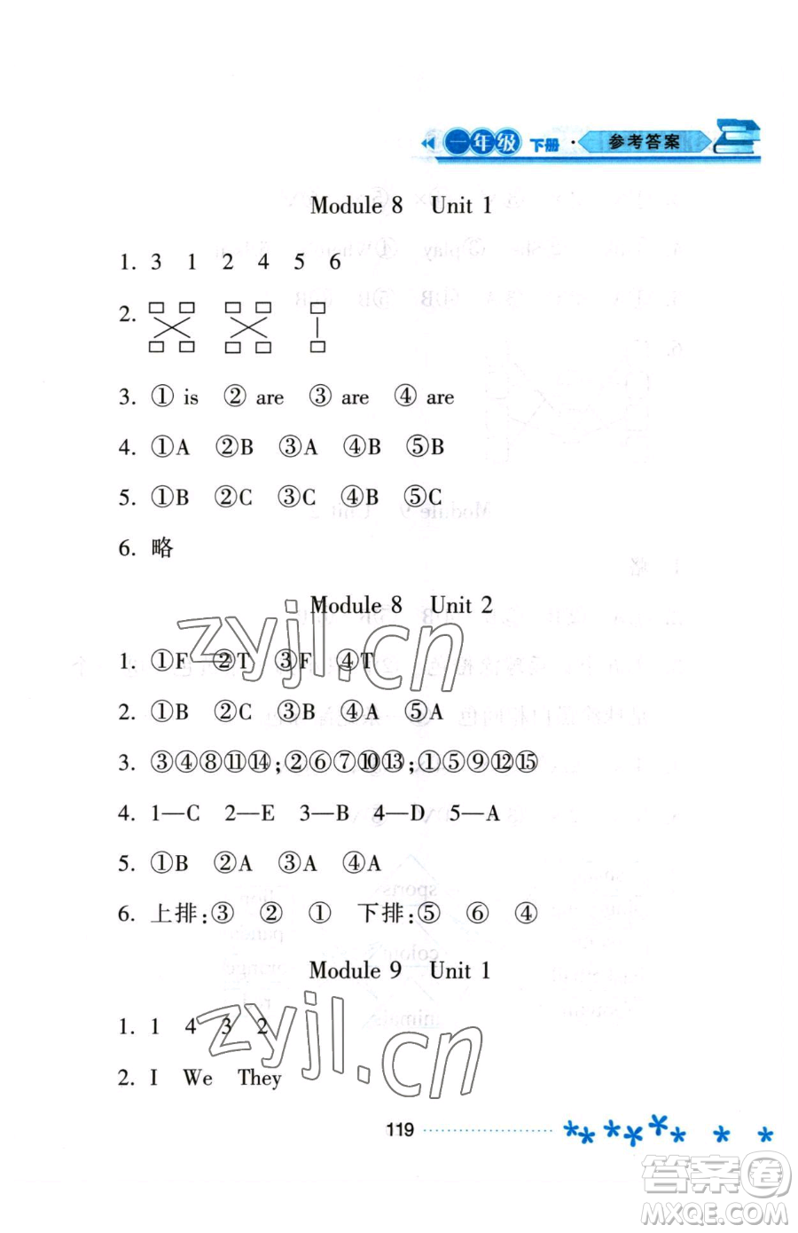 黑龍江教育出版社2023資源與評價一年級下冊英語外研版參考答案