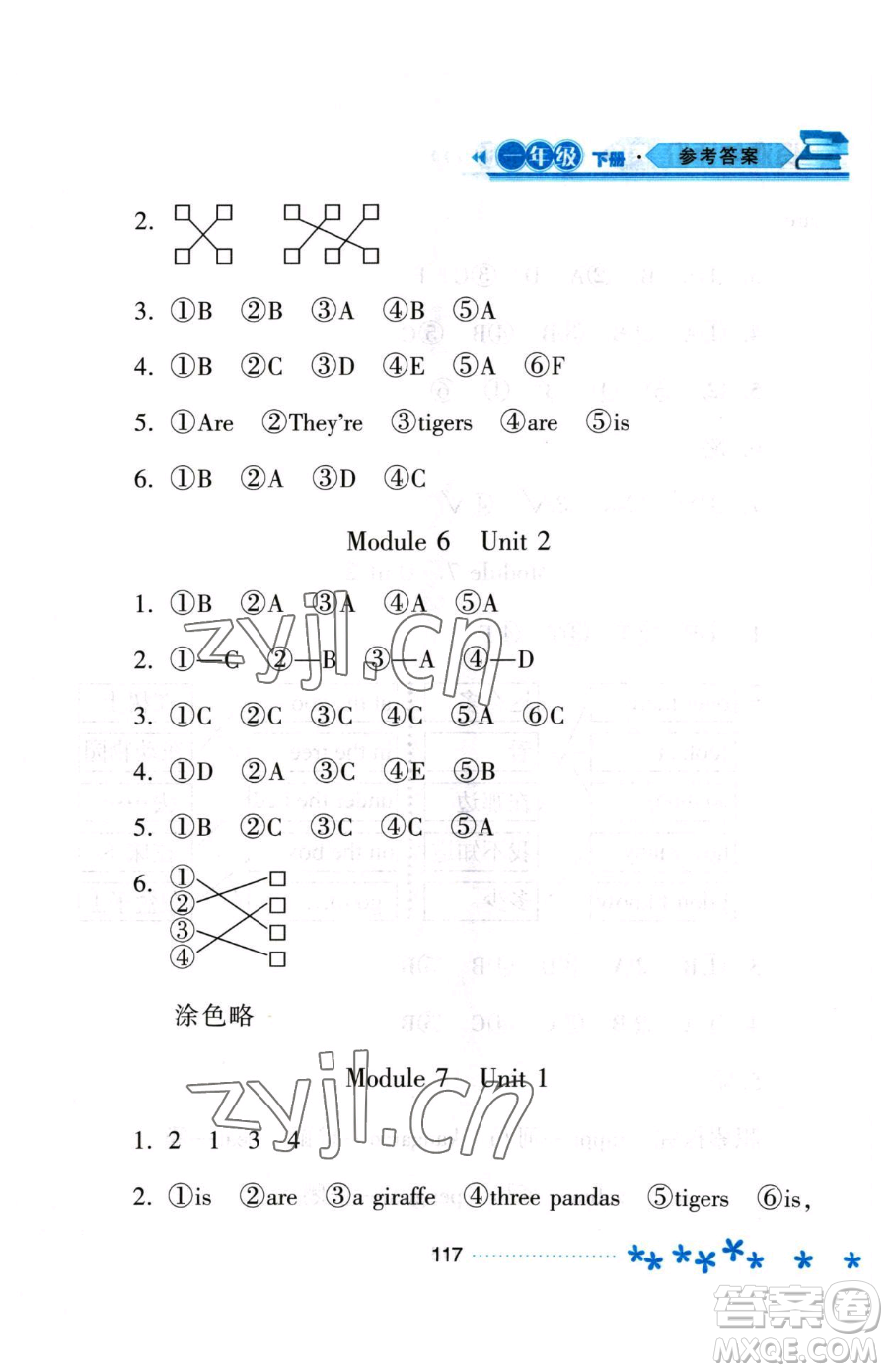 黑龍江教育出版社2023資源與評價一年級下冊英語外研版參考答案