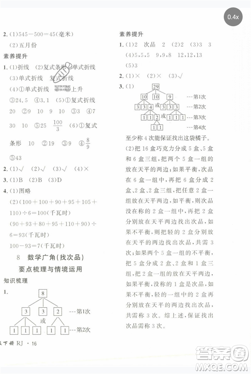 濟南出版社2023黃岡360度定制密卷五年級數(shù)學(xué)下冊人教版參考答案