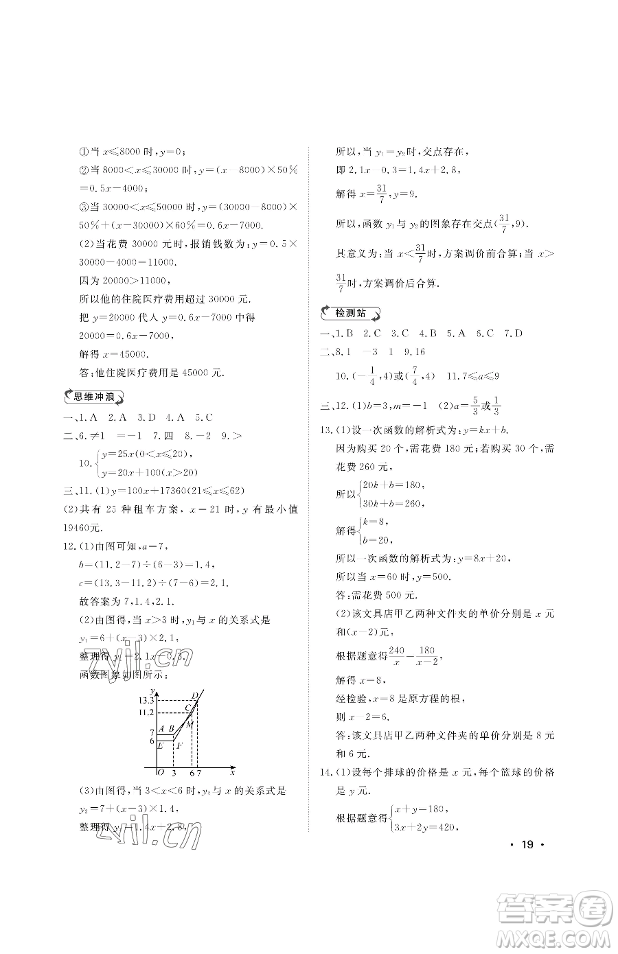 山東人民出版社2023初中卷行知天下八年級(jí)下冊(cè)數(shù)學(xué)青島版參考答案