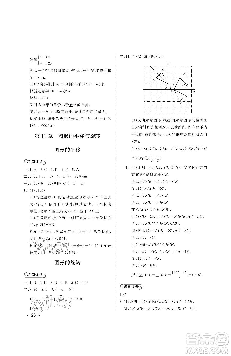 山東人民出版社2023初中卷行知天下八年級(jí)下冊(cè)數(shù)學(xué)青島版參考答案