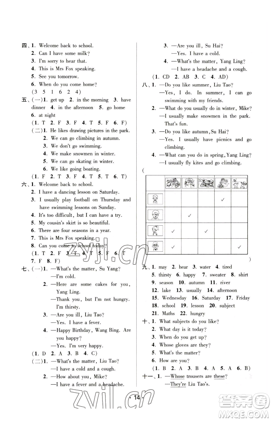 江蘇鳳凰美術出版社2023課時金練四年級下冊英語江蘇版參考答案