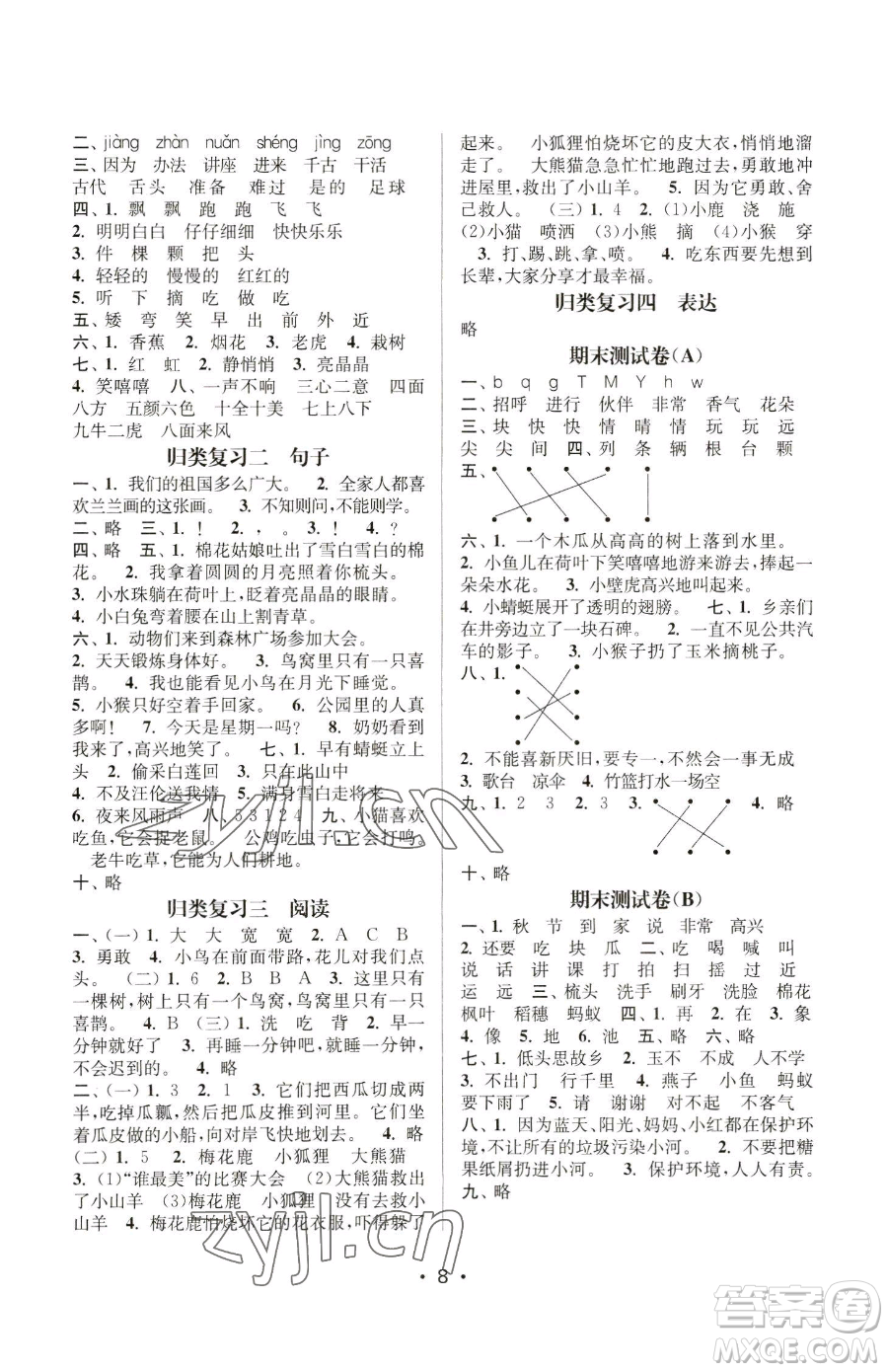 江蘇鳳凰美術(shù)出版社2023課時(shí)金練一年級(jí)下冊(cè)語(yǔ)文人教版參考答案