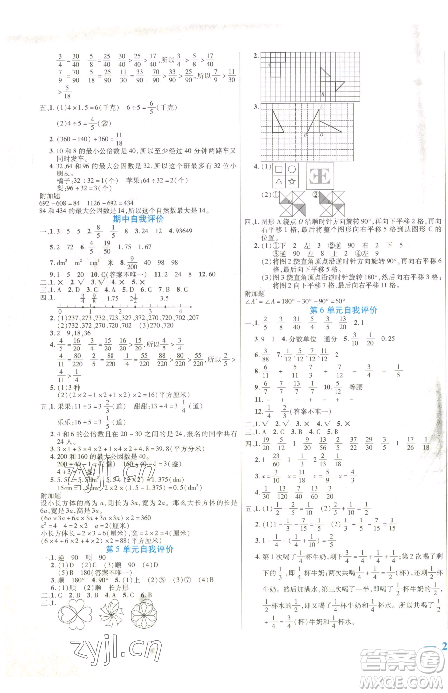 陽(yáng)光出版社2023激活思維智能訓(xùn)練五年級(jí)下冊(cè)數(shù)學(xué)人教版參考答案