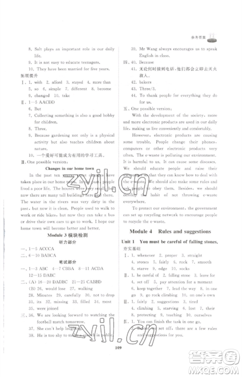 山東友誼出版社2023初中同步練習(xí)冊九年級英語下冊外研版參考答案