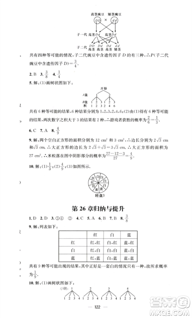 陽光教育出版社2023精英新課堂九年級數(shù)學(xué)下冊滬科版參考答案