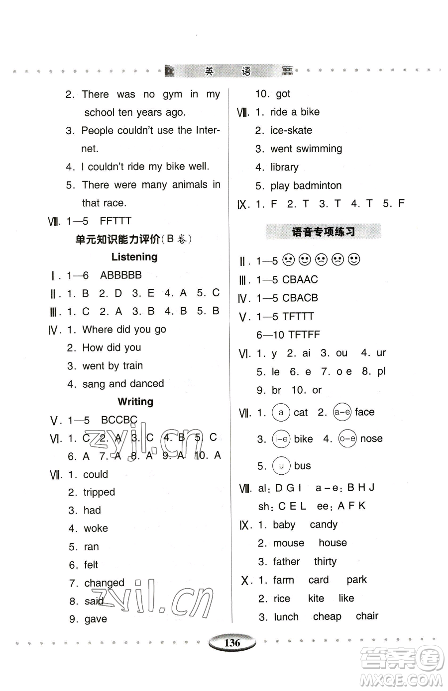 青島出版社2023智慧學(xué)習(xí)六年級(jí)下冊(cè)英語(yǔ)人教版參考答案