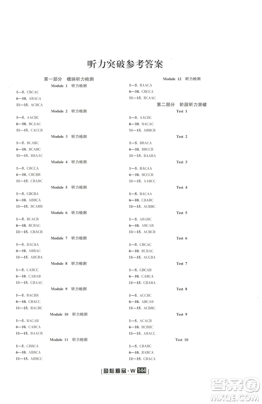 延邊人民出版社2023勵耘書業(yè)勵耘新同步七年級下冊英語外研版參考答案