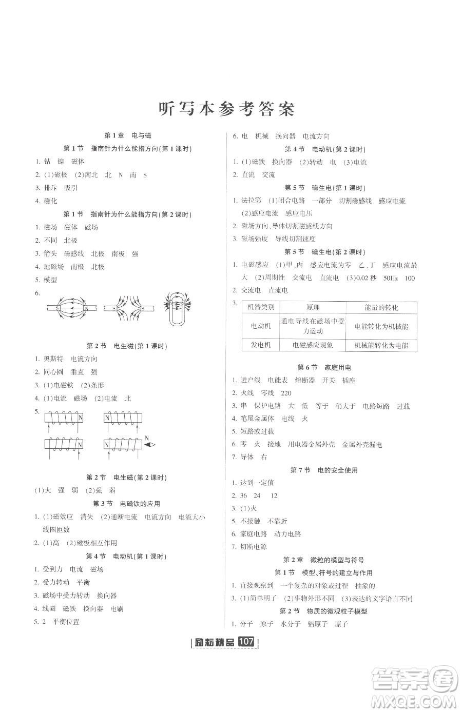 延邊人民出版社2023勵(lì)耘書(shū)業(yè)勵(lì)耘新同步八年級(jí)下冊(cè)科學(xué)浙教版參考答案