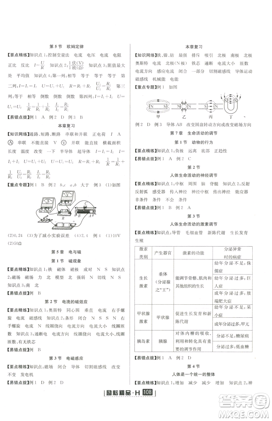 延邊人民出版社2023勵耘書業(yè)勵耘新同步八年級下冊科學華師大版參考答案