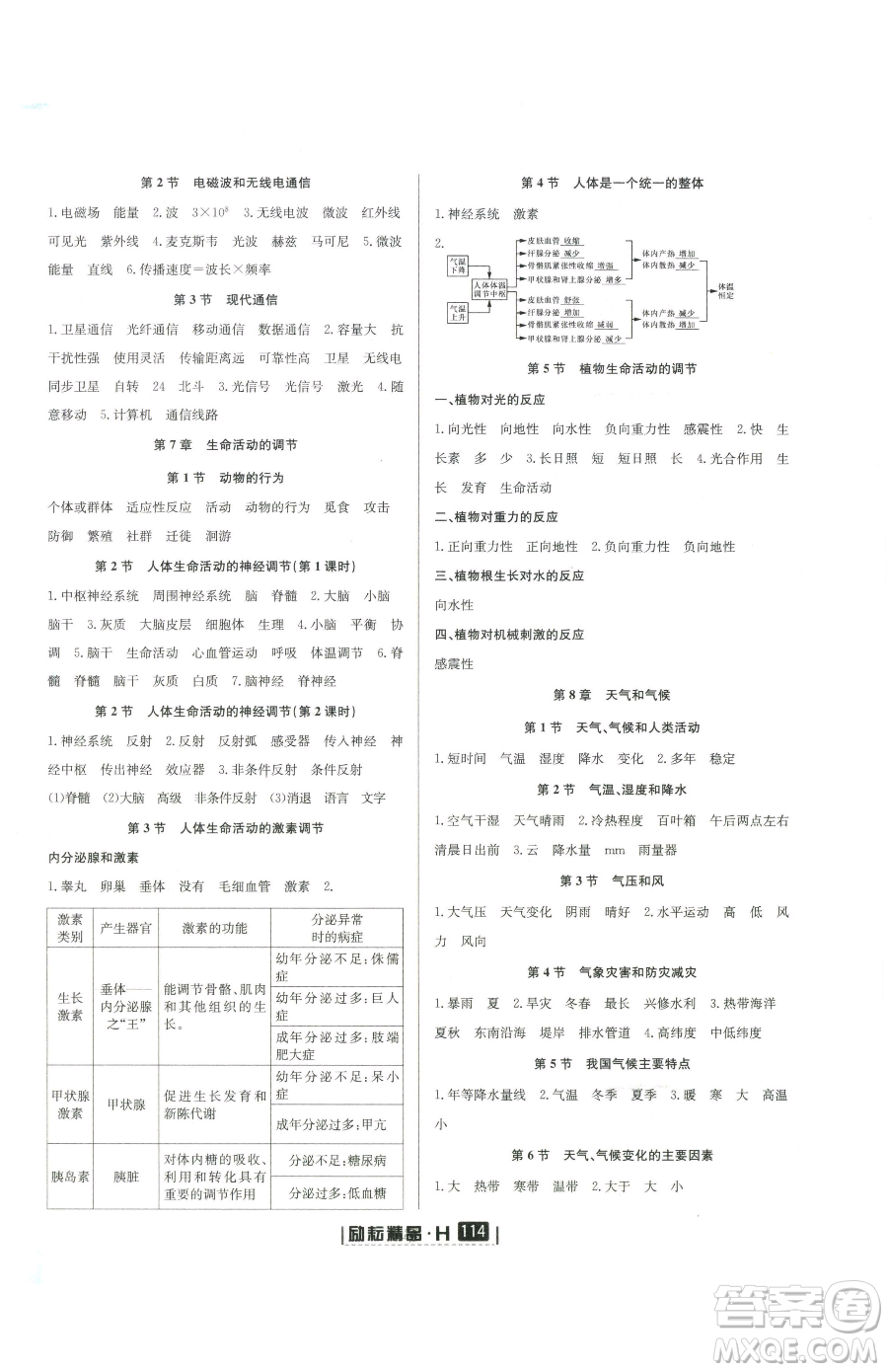 延邊人民出版社2023勵耘書業(yè)勵耘新同步八年級下冊科學華師大版參考答案