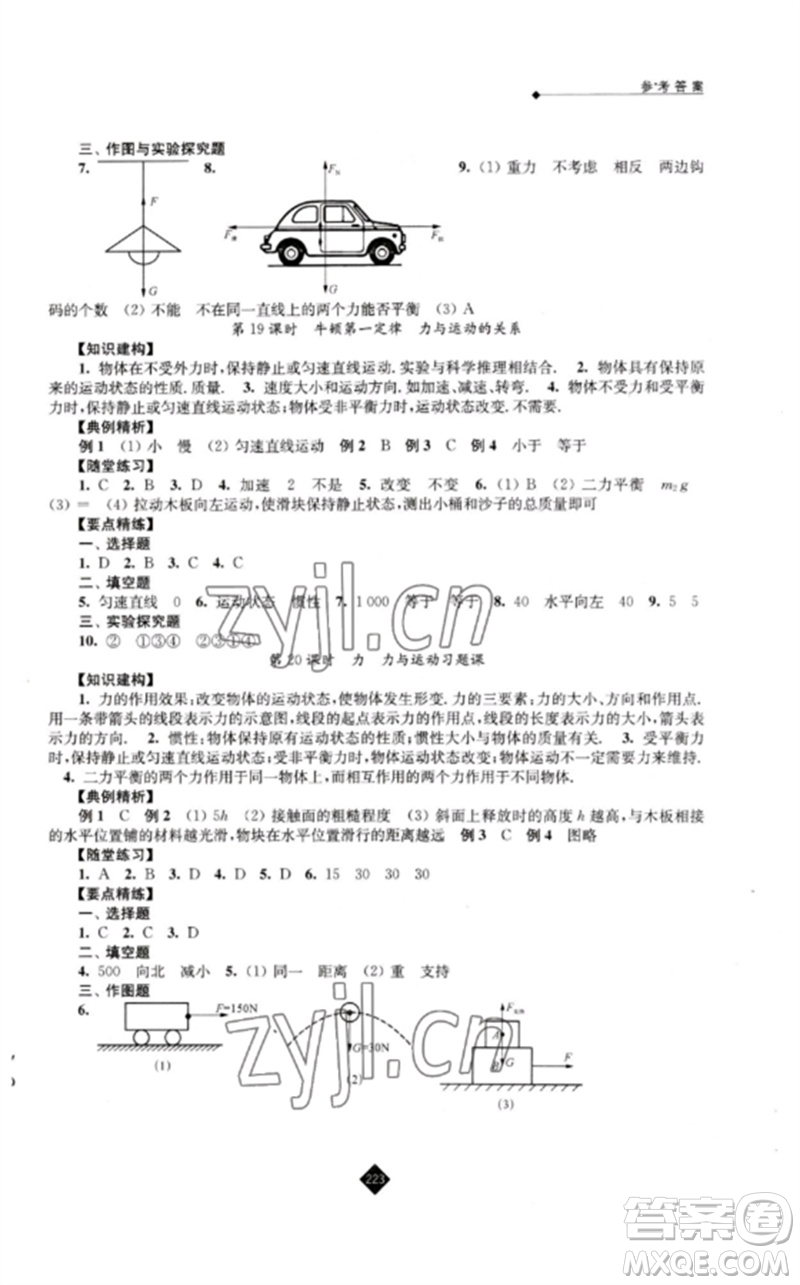 江蘇人民出版社2023中考復(fù)習(xí)指南九年級(jí)物理通用版參考答案