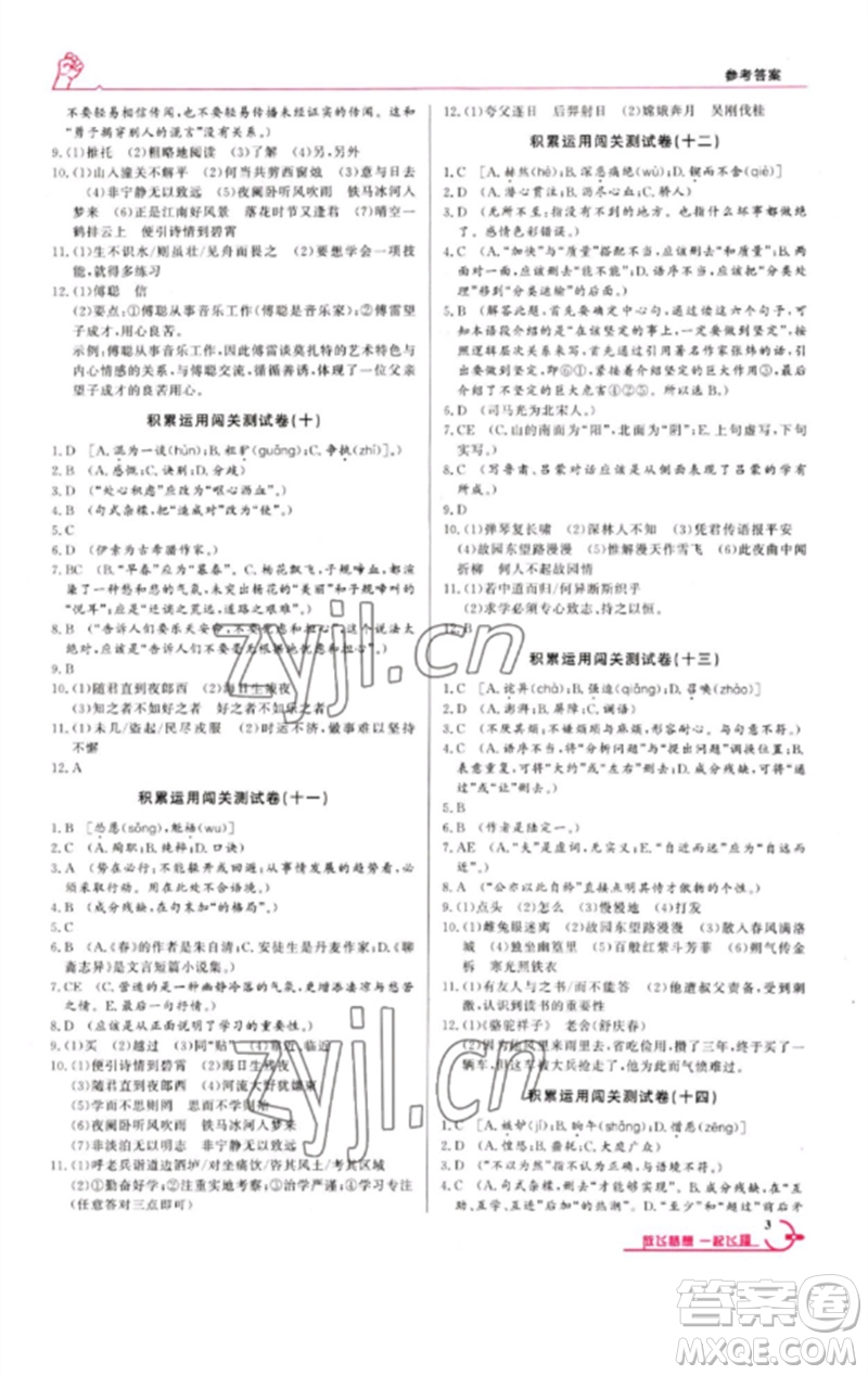 新疆文化出版社2023新疆中考沖刺60天九年級(jí)語(yǔ)文基礎(chǔ)知識(shí)通用版參考答案