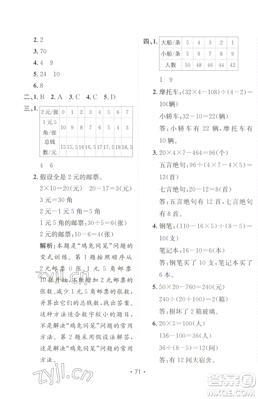 新疆青少年出版社2023同行課課100分過(guò)關(guān)作業(yè)四年級(jí)下冊(cè)數(shù)學(xué)人教版參考答案