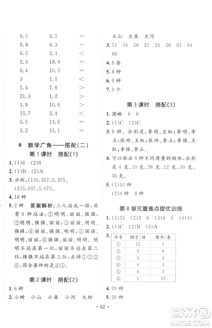 新疆青少年出版社2023同行課課100分過關(guān)作業(yè)三年級下冊數(shù)學(xué)人教版參考答案