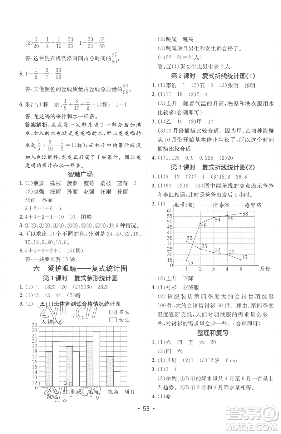 新疆青少年出版社2023同行課課100分過(guò)關(guān)作業(yè)五年級(jí)下冊(cè)數(shù)學(xué)青島版參考答案