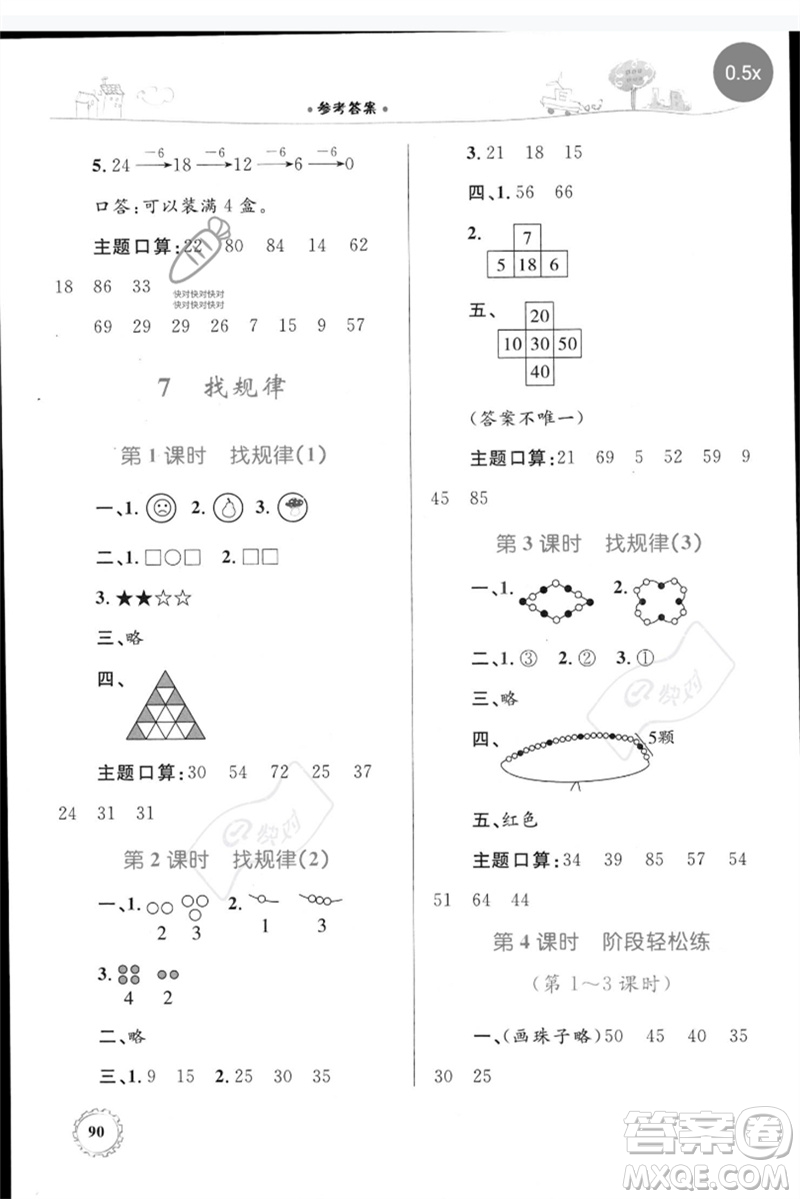 內(nèi)蒙古教育出版社2023小學(xué)同步學(xué)習(xí)目標(biāo)與檢測一年級(jí)數(shù)學(xué)下冊人教版參考答案