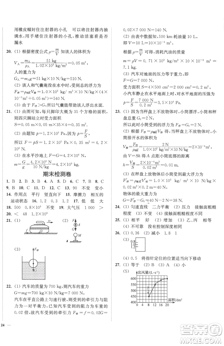 延邊大學(xué)出版社2023南通小題課時(shí)作業(yè)本八年級(jí)下冊(cè)物理蘇科版參考答案