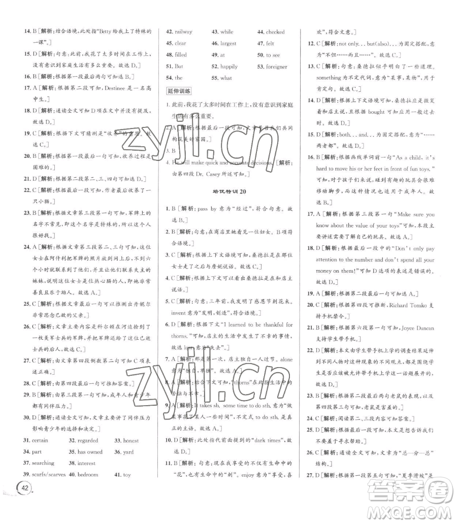 浙江人民出版社2023優(yōu)+攻略八年級(jí)下冊(cè)英語(yǔ)人教版參考答案