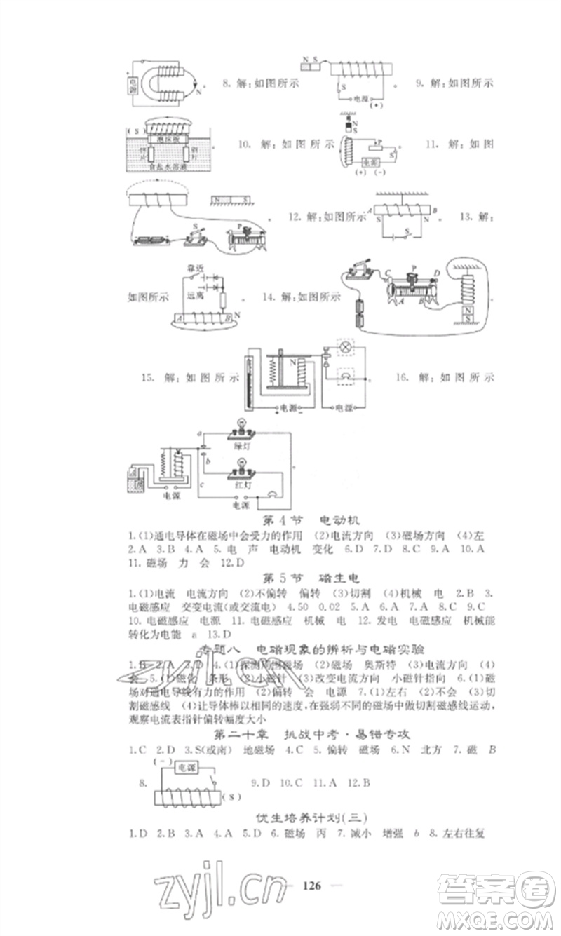 四川大學(xué)出版社2023課堂點睛九年級物理下冊人教版參考答案