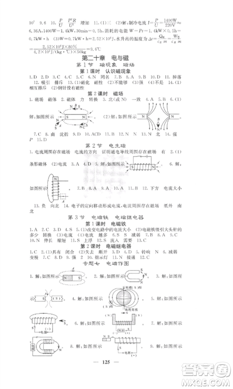 四川大學(xué)出版社2023課堂點(diǎn)睛九年級物理下冊人教版安徽專版參考答案