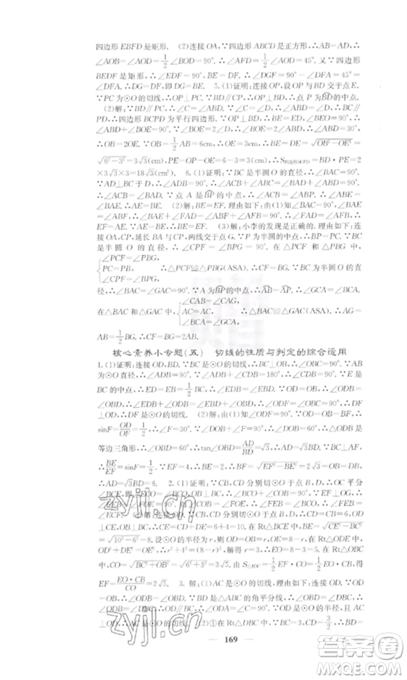 四川大學出版社2023課堂點睛九年級數學下冊湘教版參考答案