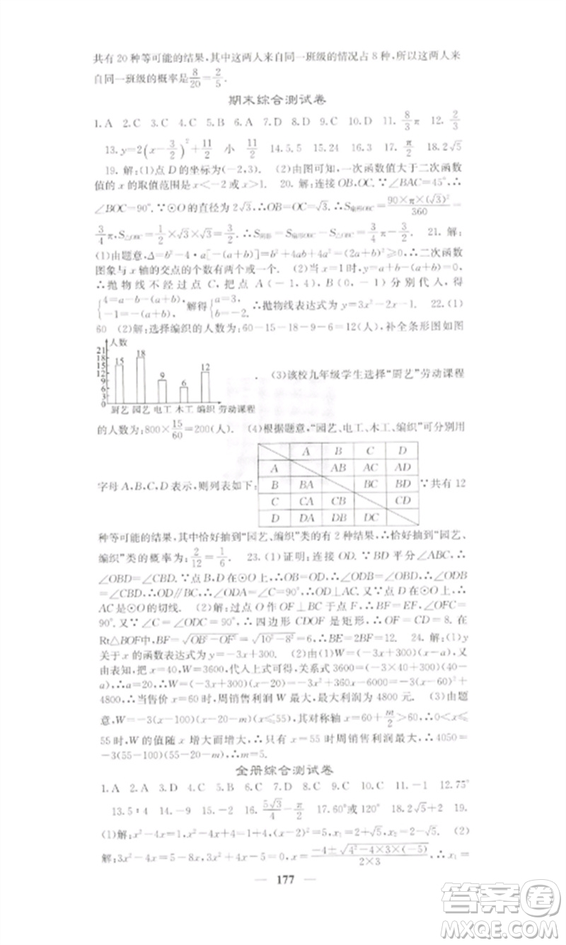 四川大學出版社2023課堂點睛九年級數學下冊湘教版參考答案