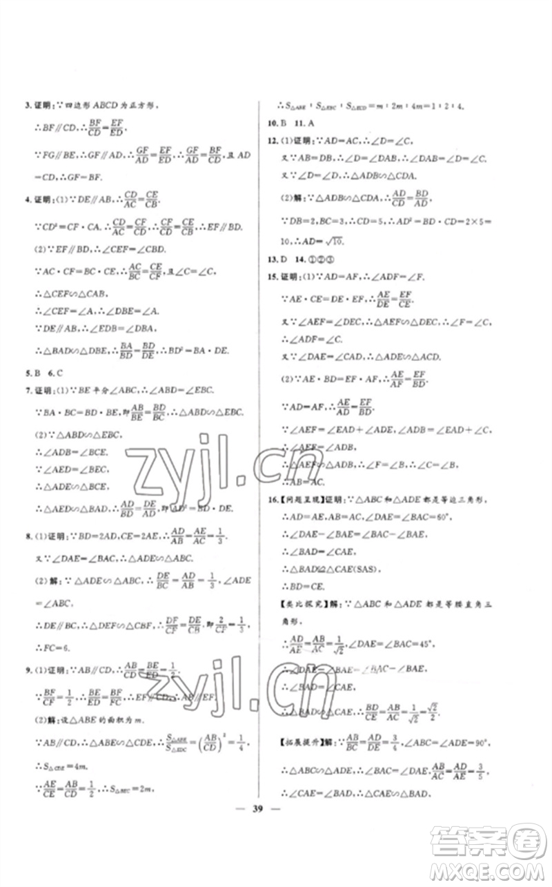 河北少年兒童出版社2023奪冠百分百中考沖刺九年級(jí)數(shù)學(xué)精練冊(cè)通用版河北專版參考答案