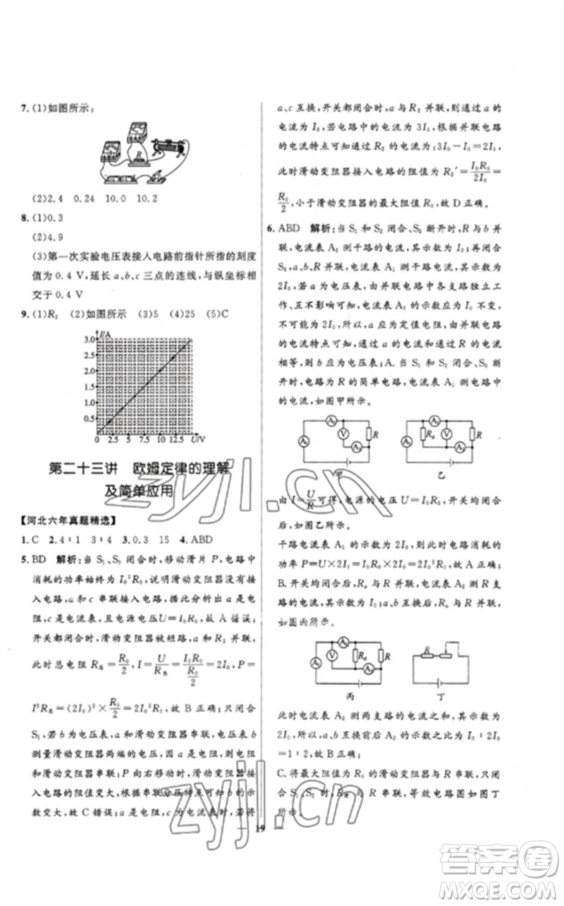 河北少年兒童出版社2023奪冠百分百中考沖刺九年級(jí)物理精練冊(cè)通用版河北專(zhuān)版參考答案