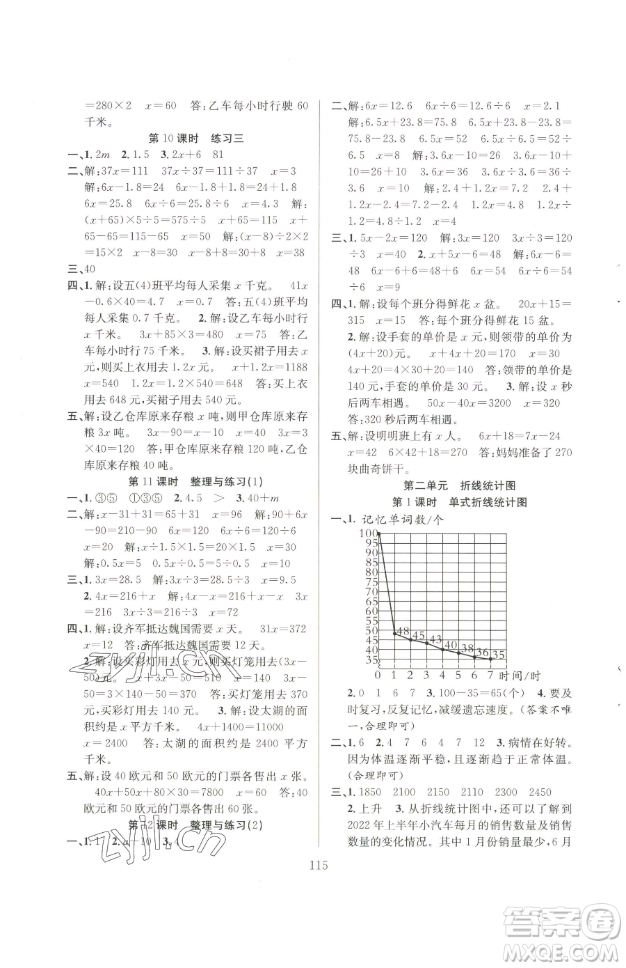 安徽人民出版社2023陽(yáng)光課堂課時(shí)作業(yè)五年級(jí)下冊(cè)數(shù)學(xué)蘇教版參考答案