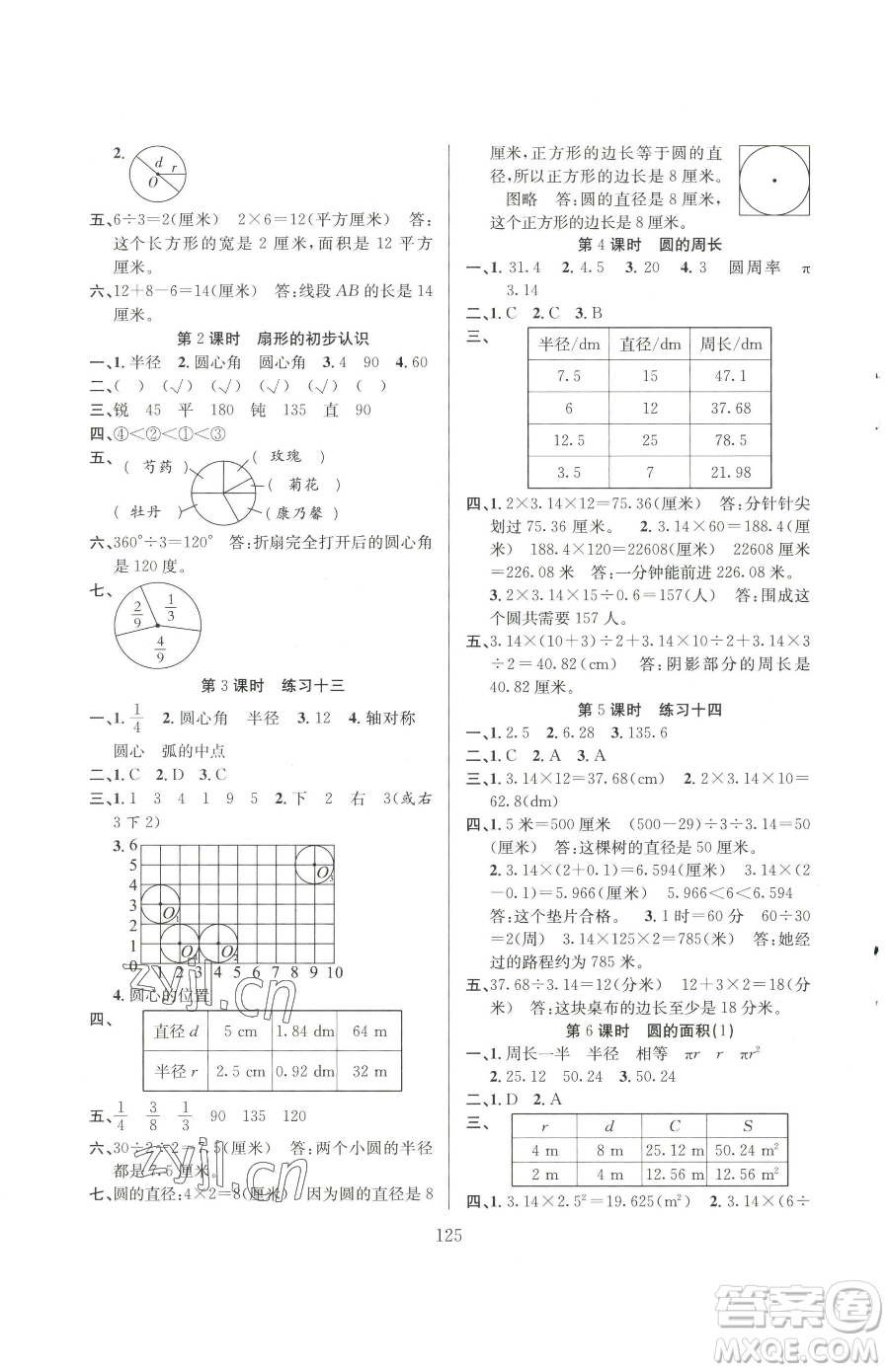 安徽人民出版社2023陽(yáng)光課堂課時(shí)作業(yè)五年級(jí)下冊(cè)數(shù)學(xué)蘇教版參考答案