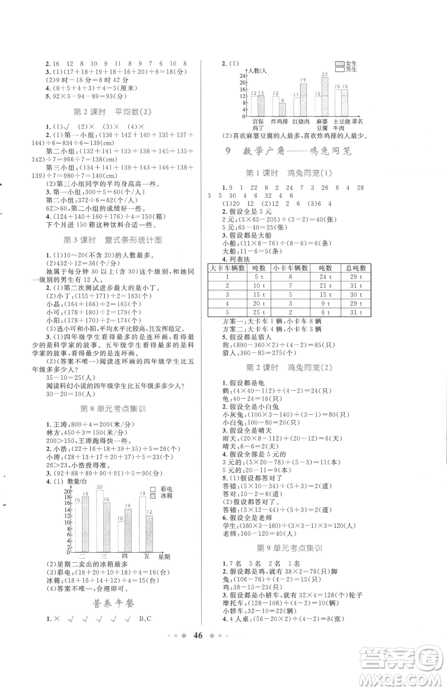 知識出版社2023小學同步測控全優(yōu)設計超人天天練四年級下冊數(shù)學人教版參考答案