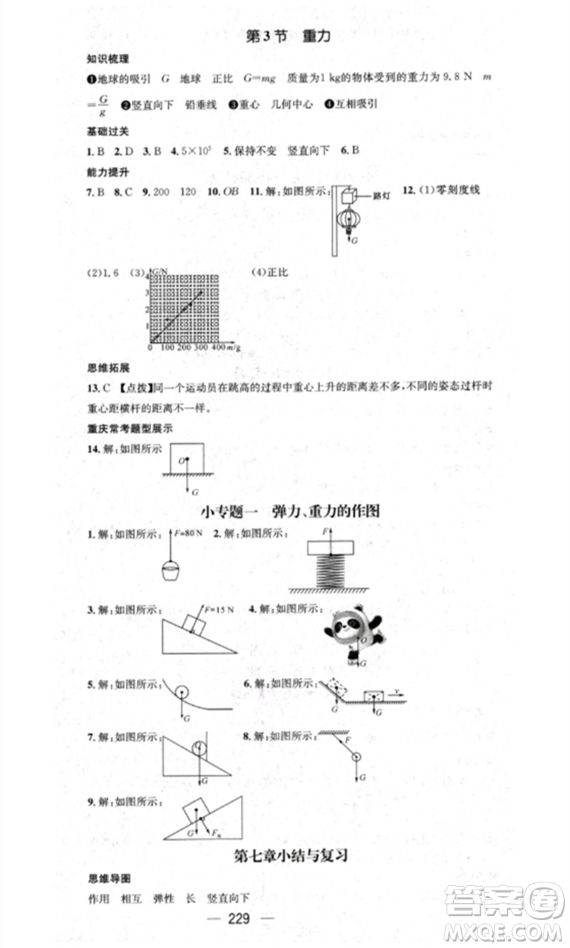 廣東經(jīng)濟(jì)出版社2023精英新課堂八年級物理下冊人教版重慶專版參考答案