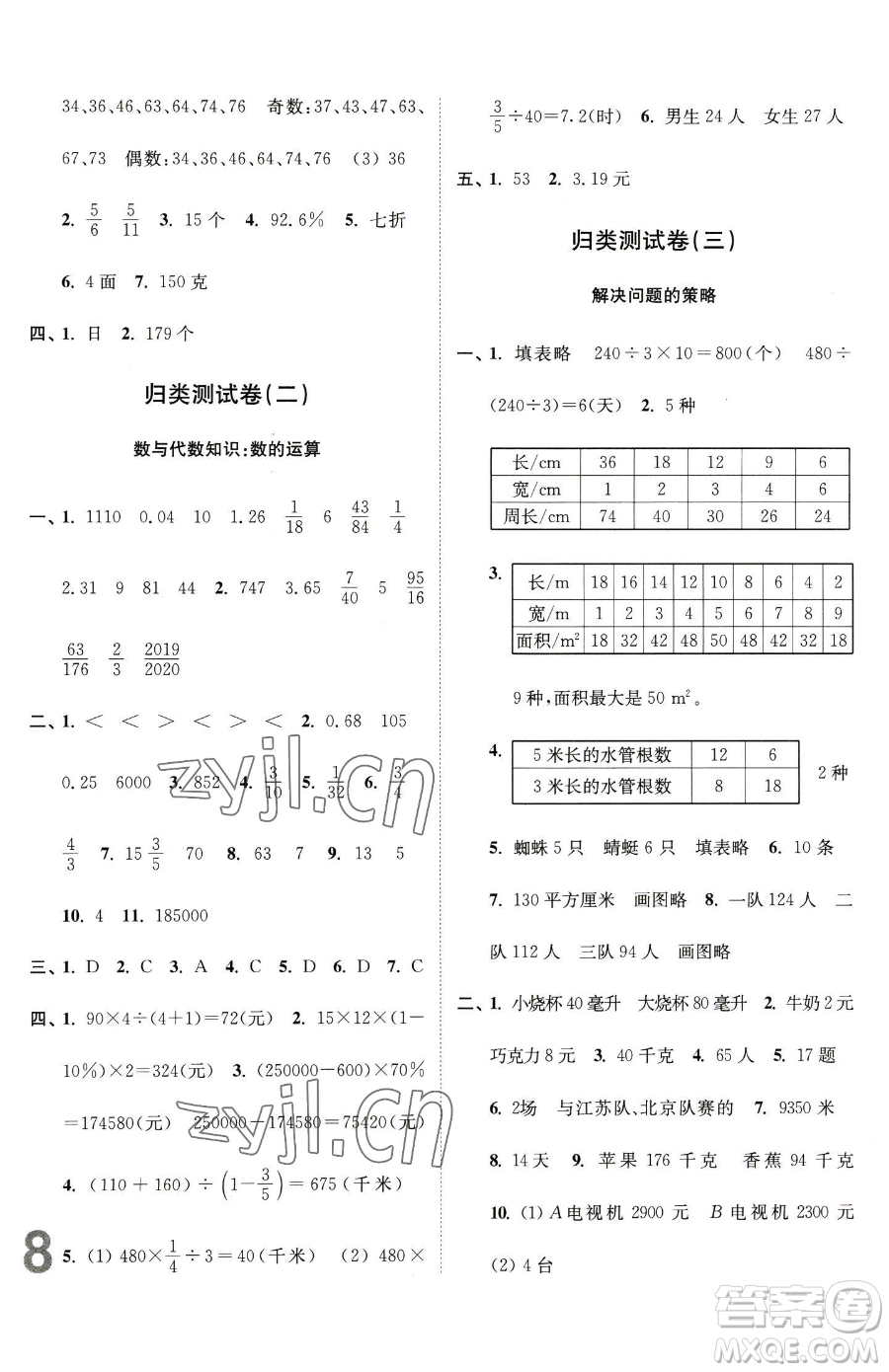 東南大學(xué)出版社2023江蘇密卷六年級下冊數(shù)學(xué)江蘇版參考答案