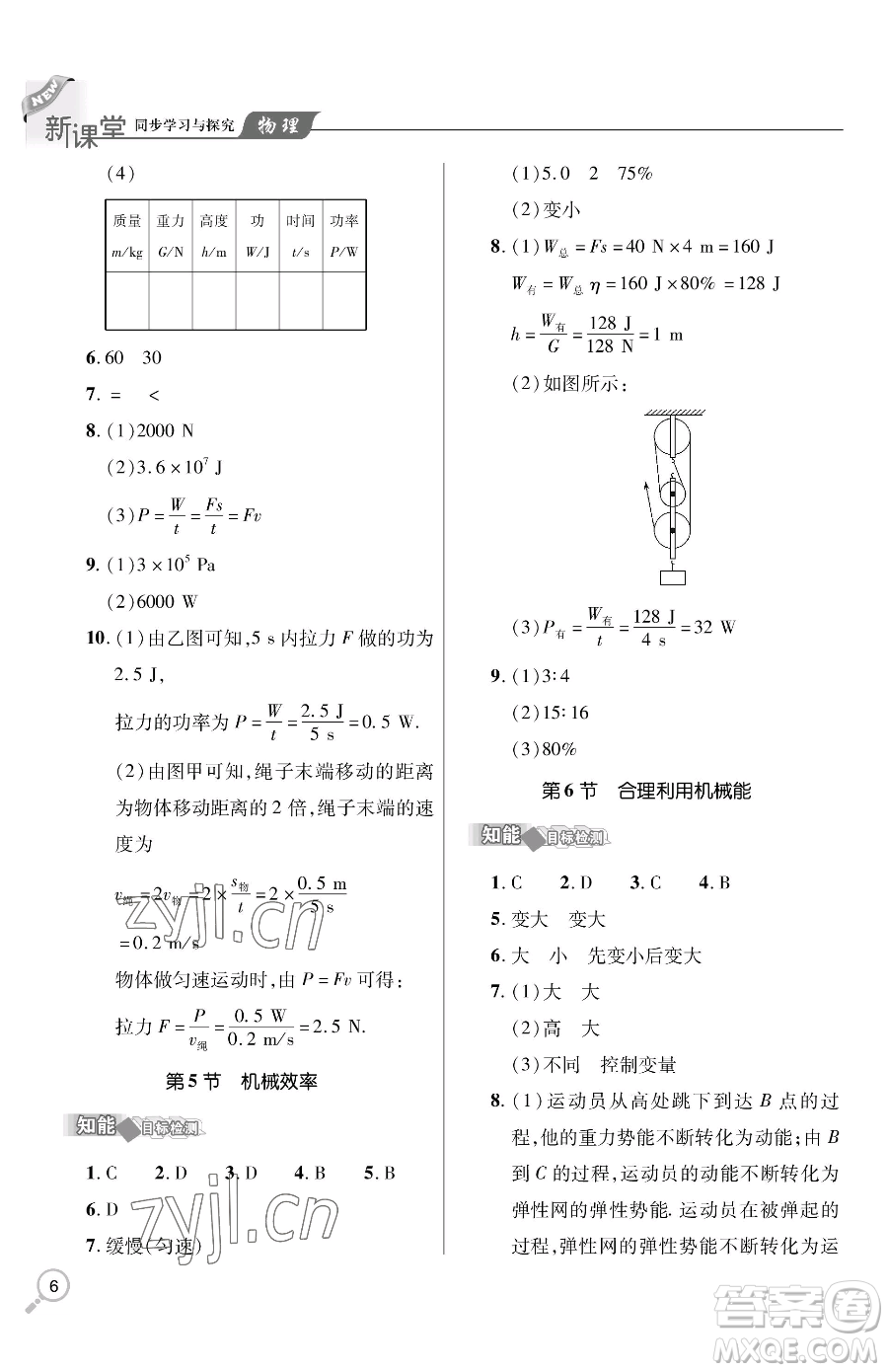 青島出版社2023新課堂同步學(xué)習(xí)與探究八年級(jí)下冊(cè)物理人教版金鄉(xiāng)專版參考答案