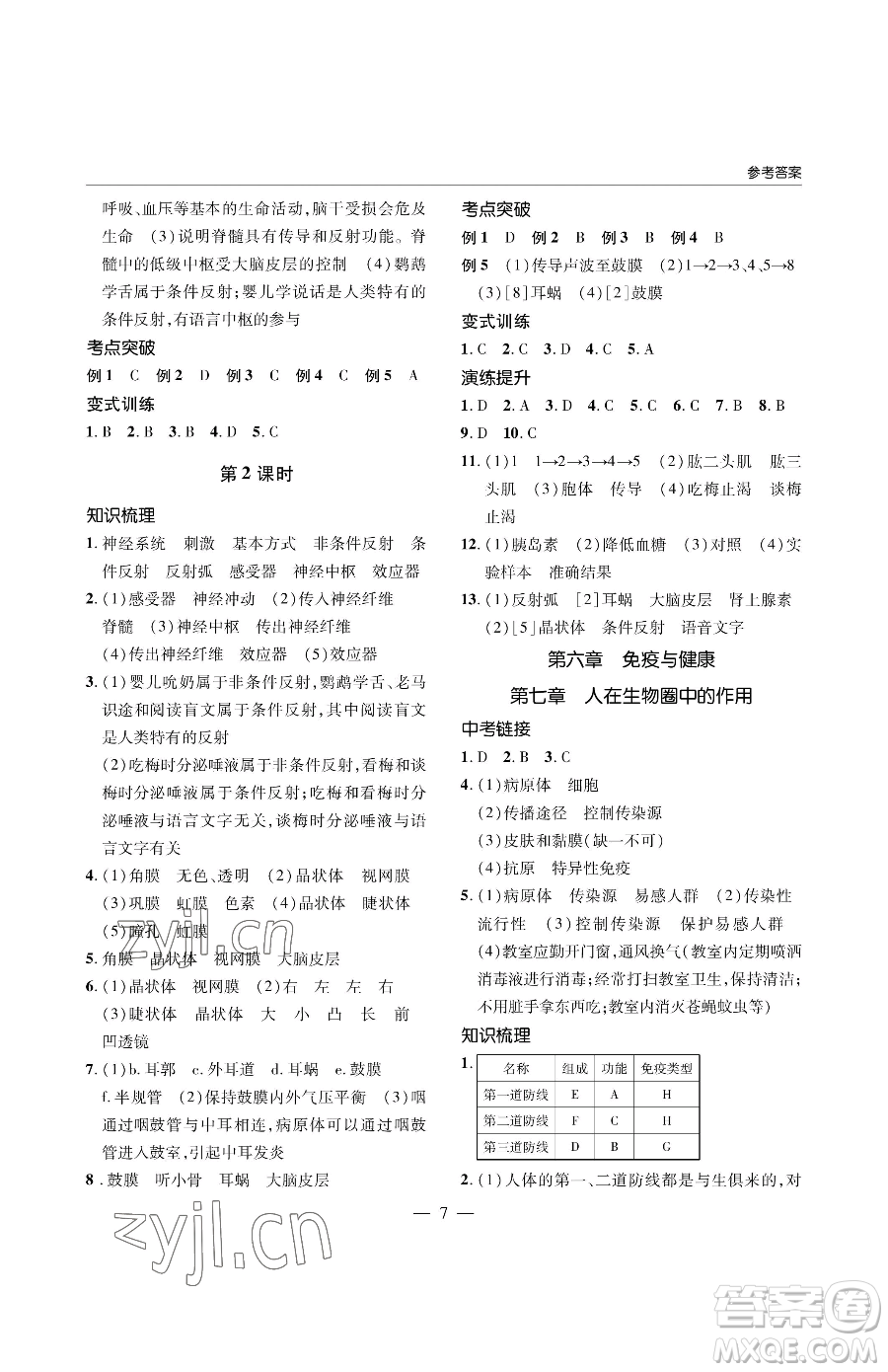 青島出版社2023新課堂同步學(xué)習(xí)與探究八年級下冊生物人教版金鄉(xiāng)專版參考答案