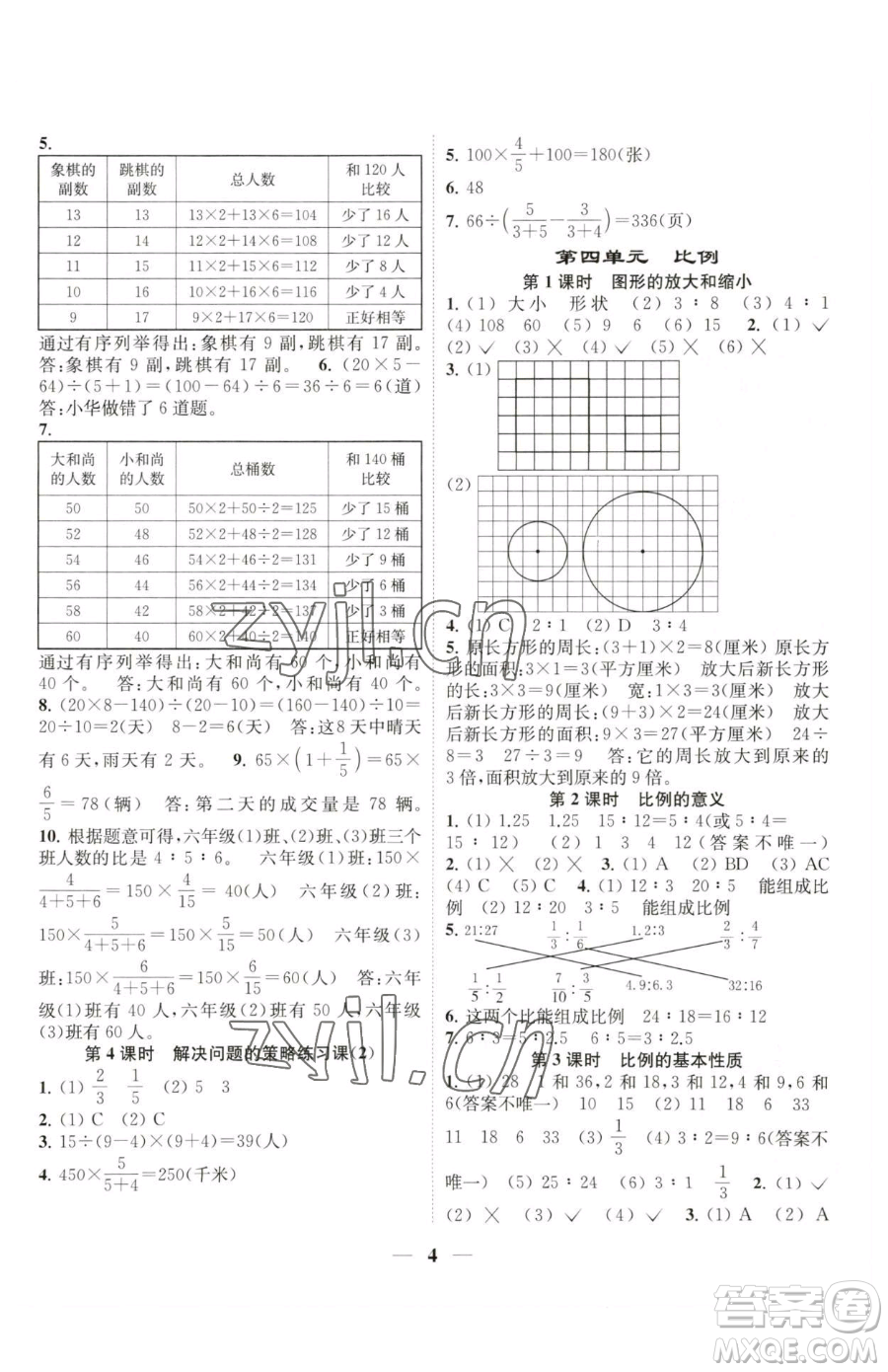 江蘇鳳凰美術出版社2023隨堂練1+2六年級下冊數(shù)學江蘇版參考答案