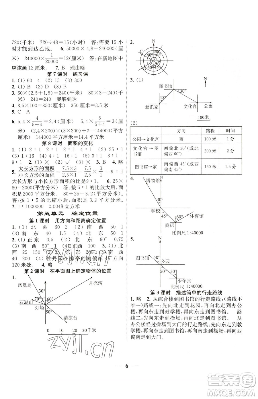 江蘇鳳凰美術出版社2023隨堂練1+2六年級下冊數(shù)學江蘇版參考答案