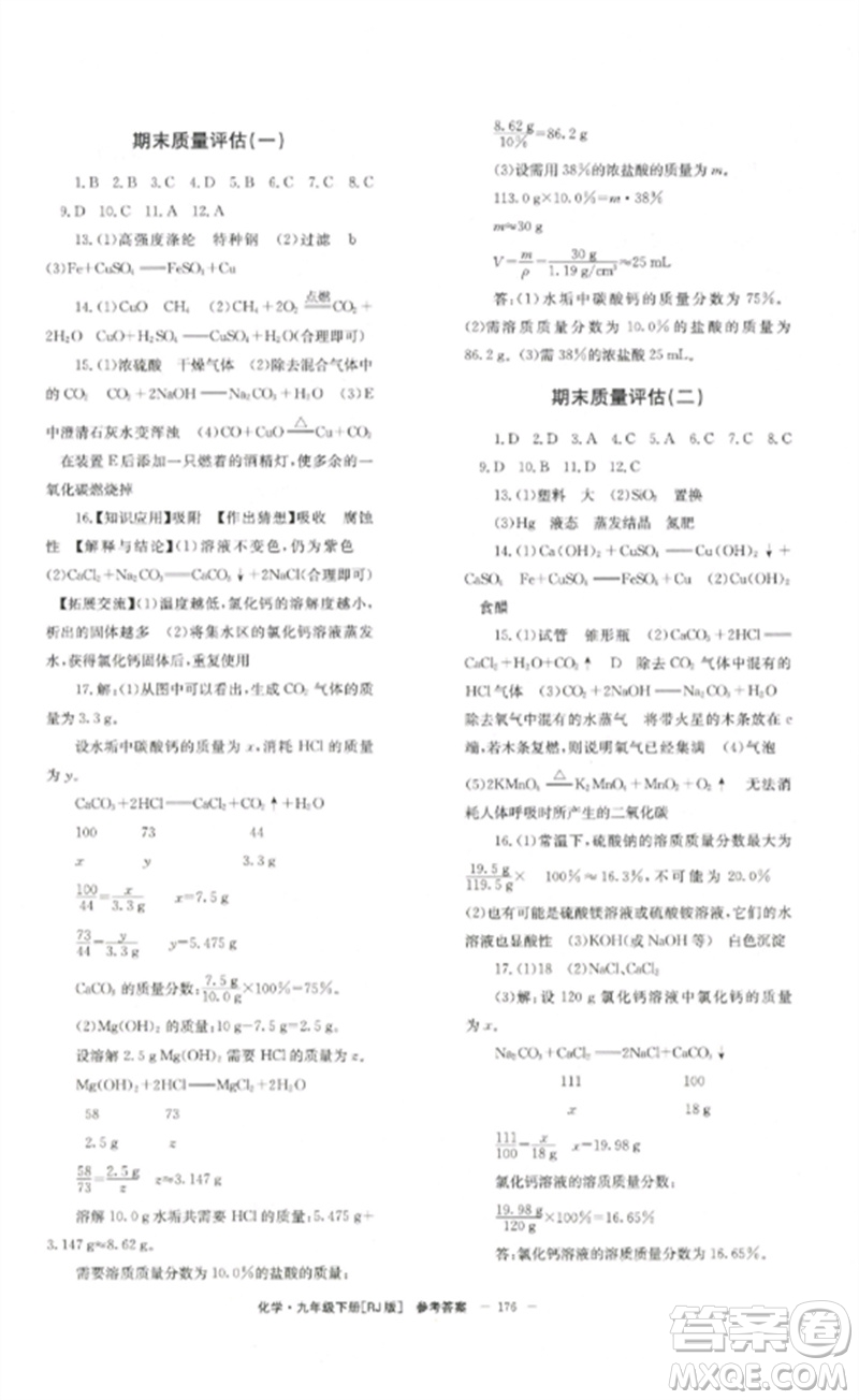 北京時代華文書局2023全效學(xué)習(xí)學(xué)業(yè)評價方案九年級化學(xué)下冊人教版參考答案