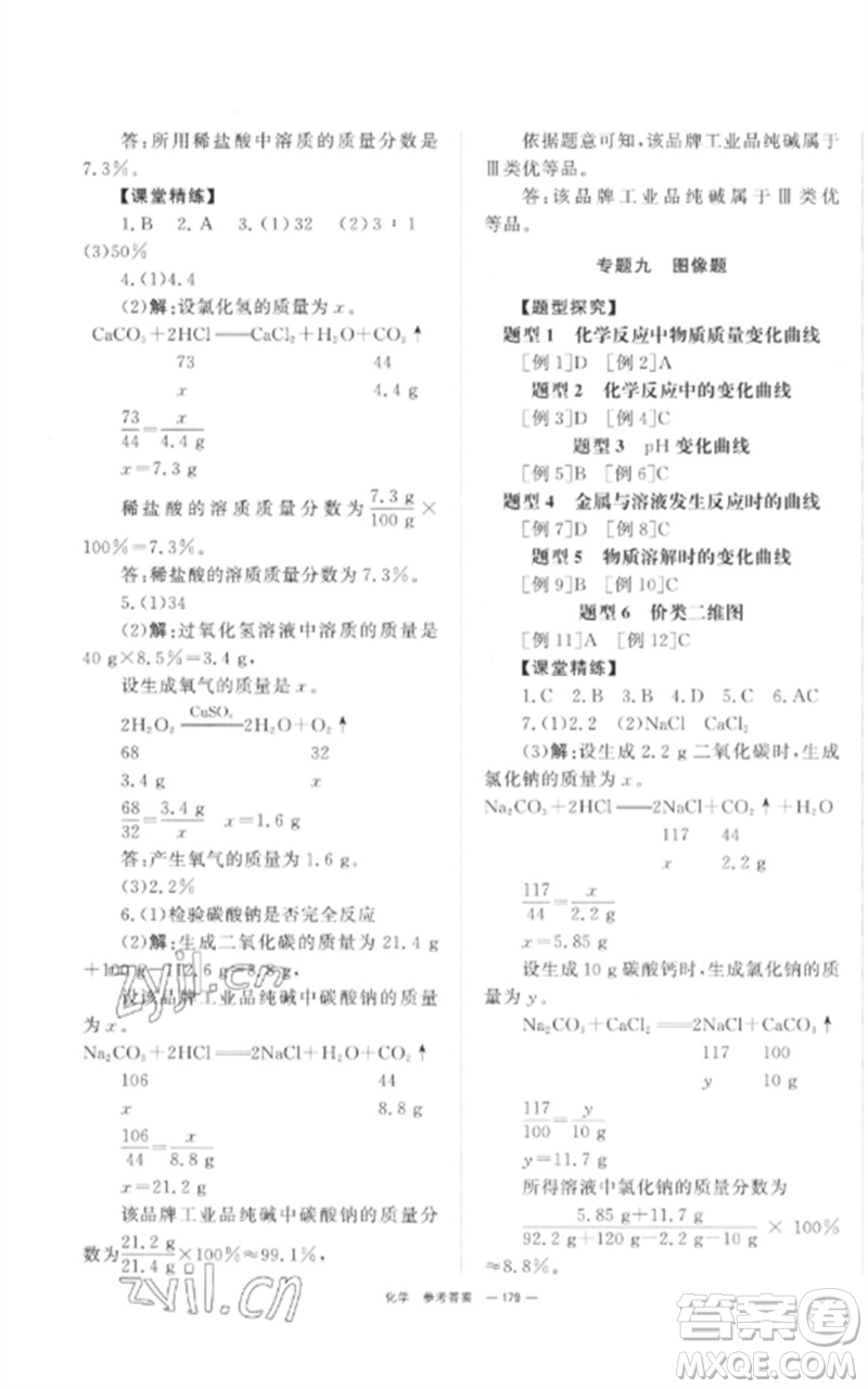 湖南師范大學(xué)出版社2023全效學(xué)習(xí)中考學(xué)練測九年級化學(xué)通用版參考答案