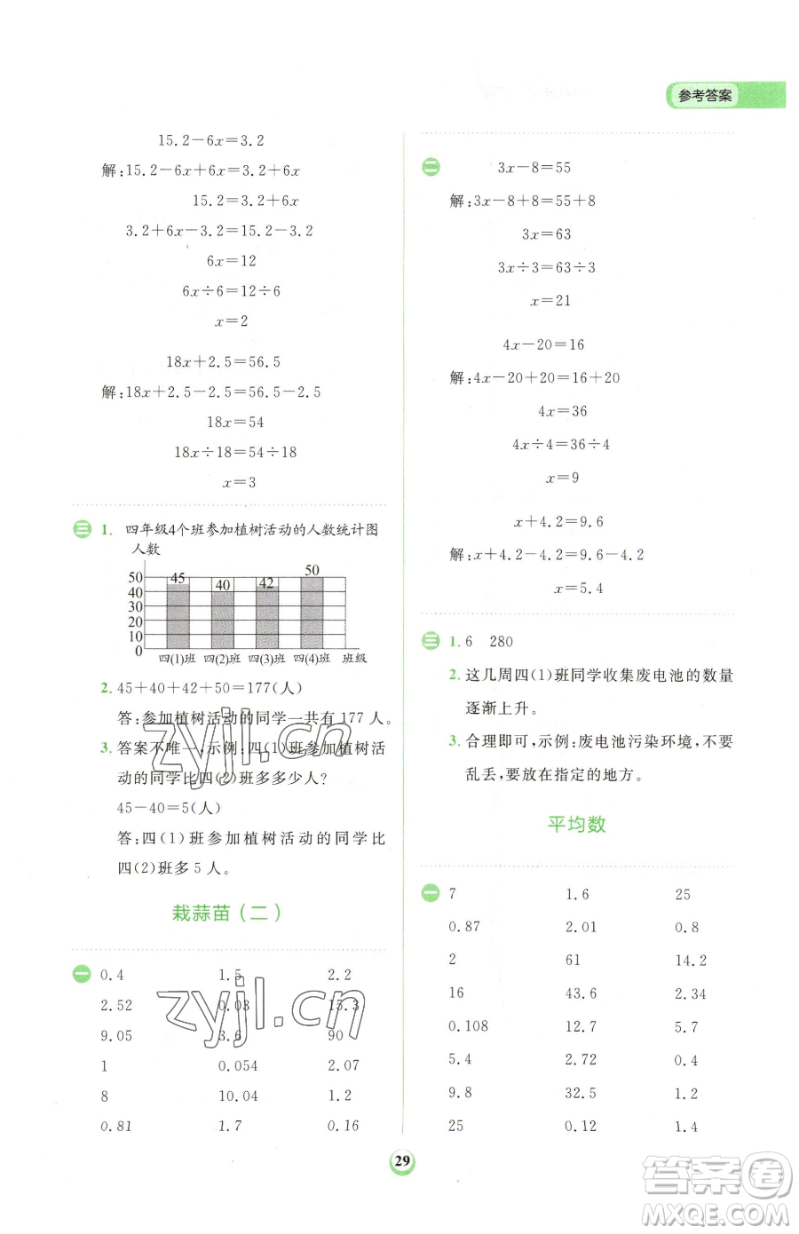 文化發(fā)展出版社2023金牛耳計(jì)算天天練四年級(jí)下冊數(shù)學(xué)北師大版參考答案