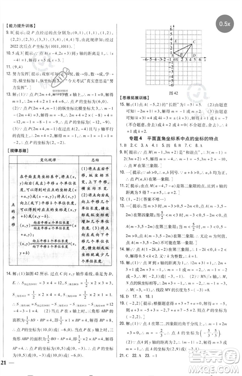 吉林人民出版社2023全科王同步課時(shí)練習(xí)七年級(jí)數(shù)學(xué)下冊(cè)人教版參考答案