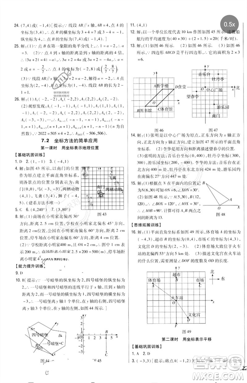 吉林人民出版社2023全科王同步課時(shí)練習(xí)七年級(jí)數(shù)學(xué)下冊(cè)人教版參考答案