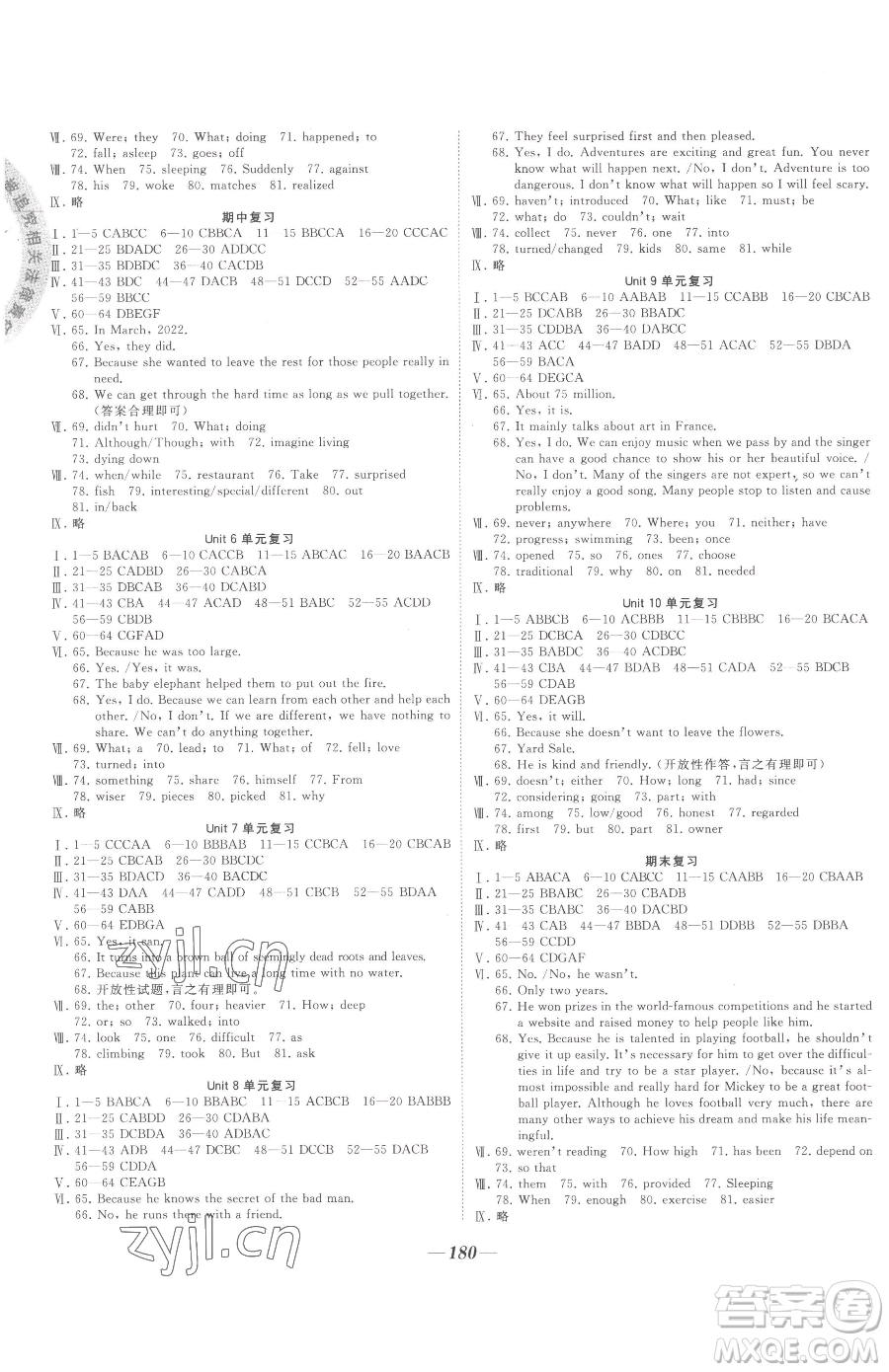 延邊大學(xué)出版社2023名校1號(hào)夢(mèng)啟課堂八年級(jí)下冊(cè)英語(yǔ)人教版參考答案