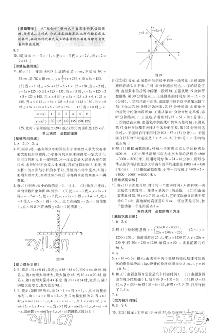 吉林人民出版社2023全科王同步課時(shí)練習(xí)八年級(jí)數(shù)學(xué)下冊(cè)人教版參考答案