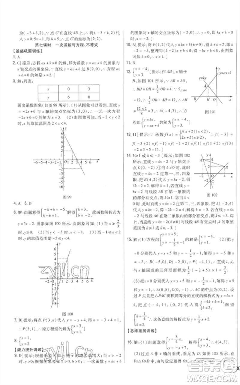 吉林人民出版社2023全科王同步課時(shí)練習(xí)八年級(jí)數(shù)學(xué)下冊(cè)人教版參考答案