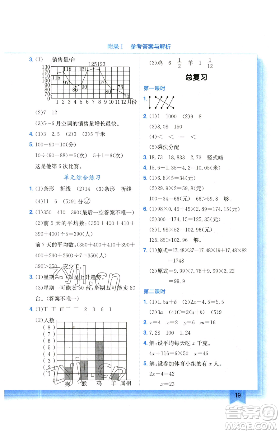 龍門書局2023黃岡小狀元作業(yè)本四年級(jí)下冊(cè)數(shù)學(xué)北師大版參考答案