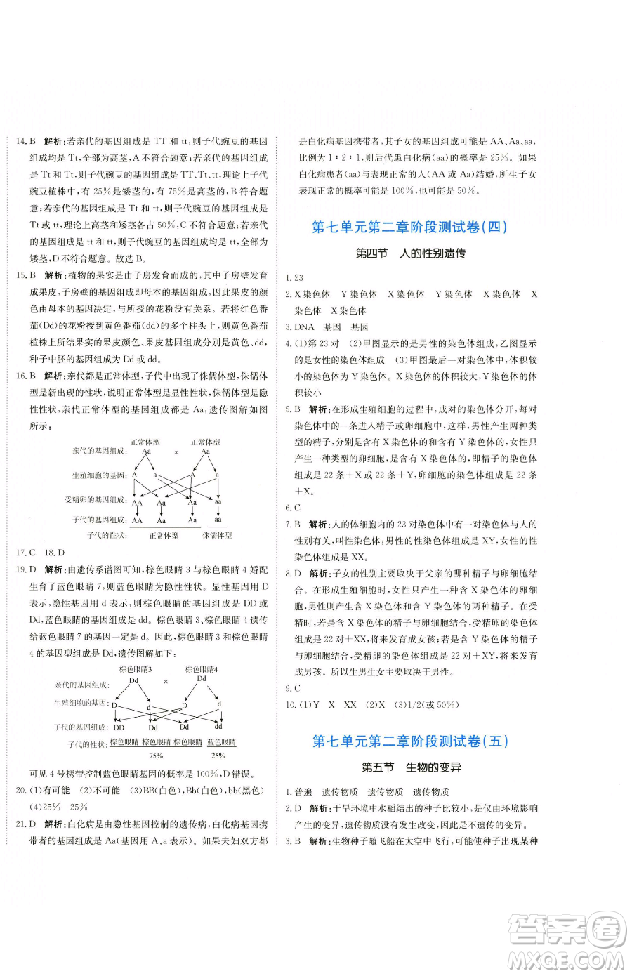 北京教育出版社2023提分教練優(yōu)學(xué)導(dǎo)練測八年級下冊生物人教版參考答案