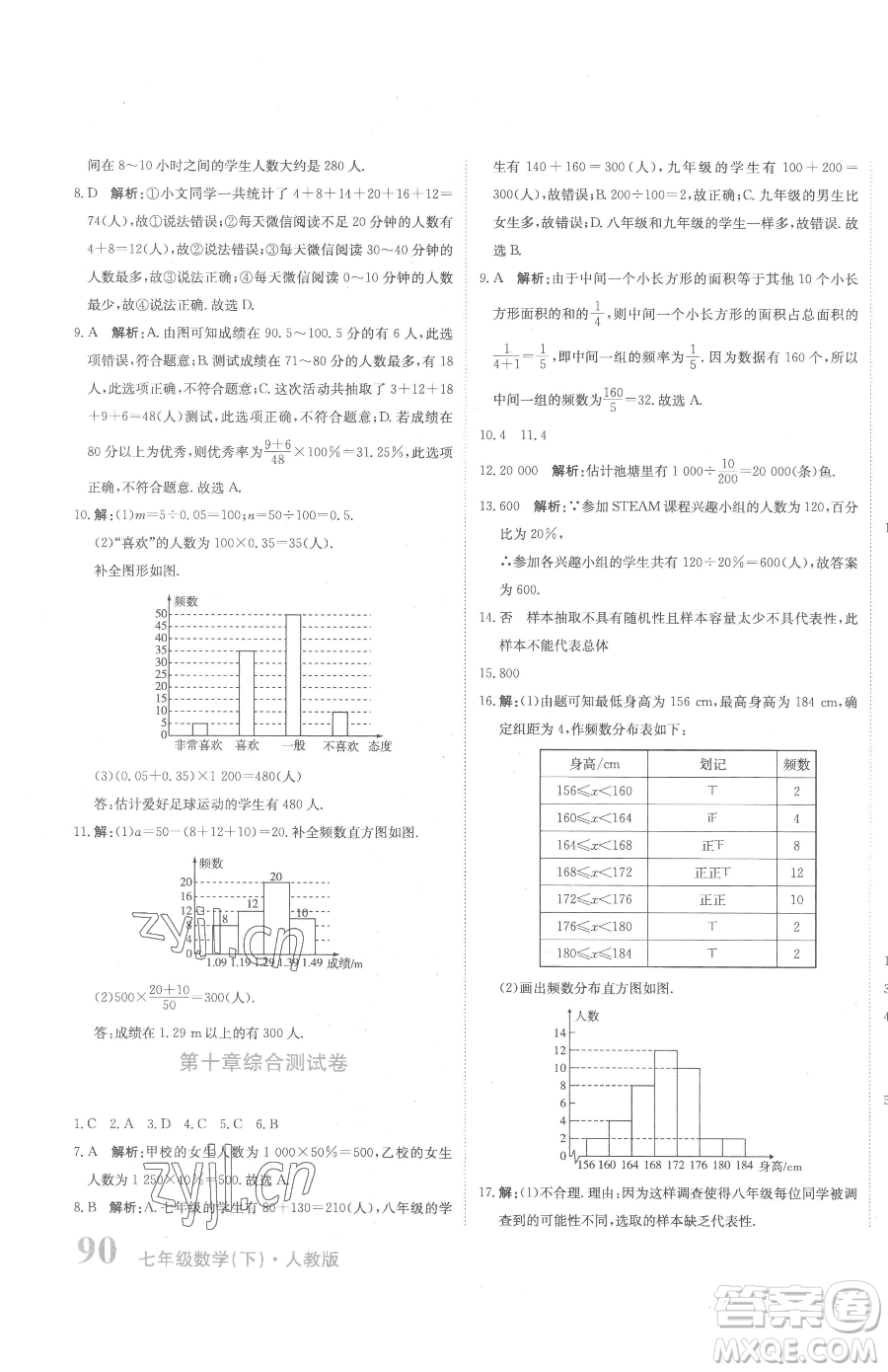 北京教育出版社2023提分教練優(yōu)學(xué)導(dǎo)練測七年級下冊數(shù)學(xué)人教版參考答案